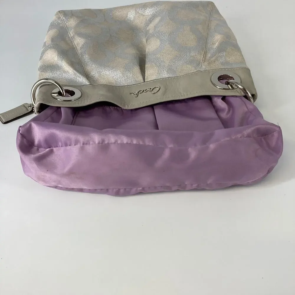 Coach 21021E Canvas silver signature print small shoulder bag ASIS